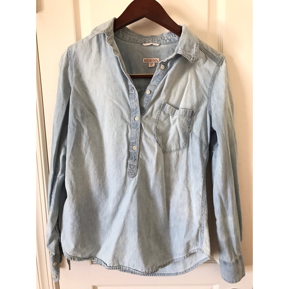 Jean Half Button Down Top